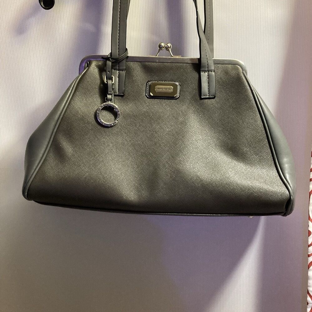 Catherine Malandrino Purse Shoulder Bag Leather Footed Bottom Gray Xl Mobwife